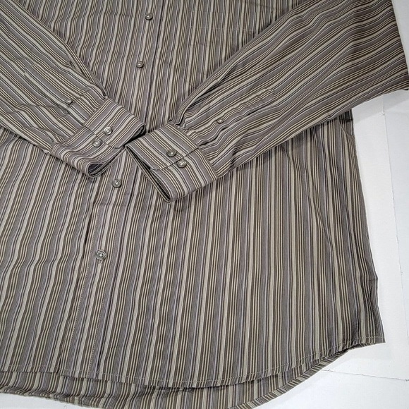 Eddie Bauer Classic Fit Button Up Shirt Mens L Gray Striped Long Sleeve Cotton - Picture 3 of 10